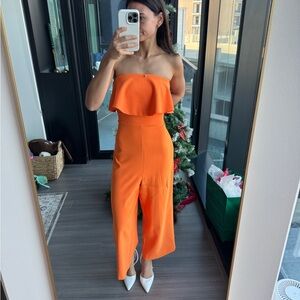 Glam Strapless Orange Jumpsuit